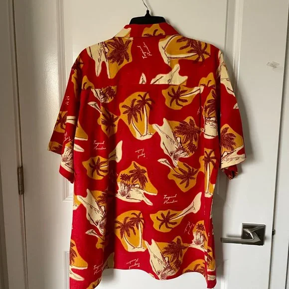 Foliage Tropical Short Sleeve Button Up Camp Shirt Large - Picture 3 of 3